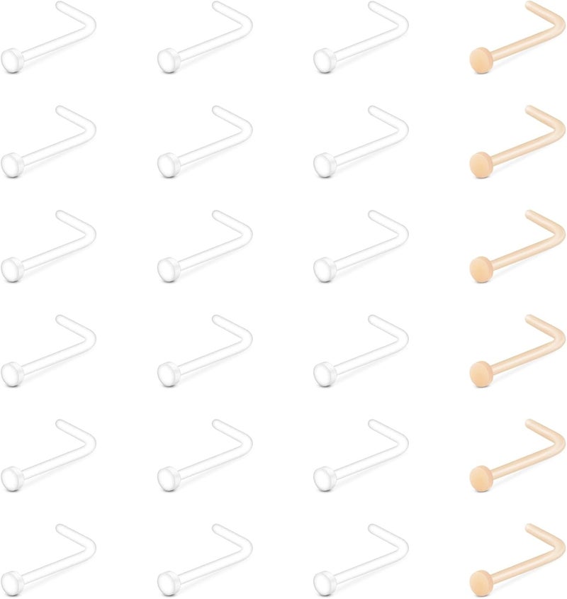 QWALIT Clear Nose Studs for Work Clear Nose Rings for Work Clear Nose Piercing Plastic Nose Rings for Surgery Invisible Nose Retainer Clear Cartilage Earring Clear Earrings for Sports Septum Retainer - Image 1